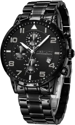 Produktbild von Watch Herren Armbanduhr Herren Chronograph Sport mit Wasserdicht Edelstahl Analog Quarz - Militär Datum Schwarz Uhren für Männer