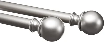 Produktbild von Amazon Basics Ausziehbare Gardinenstange mit Kugelendstücken, 19 mm Durchmesser, 183 bis 366 cm, Nickel