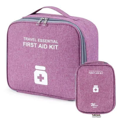 Produktbild von Medikamententasche Reiseapotheke Erste Hilfe Tasche Leer Lila 2 Stück