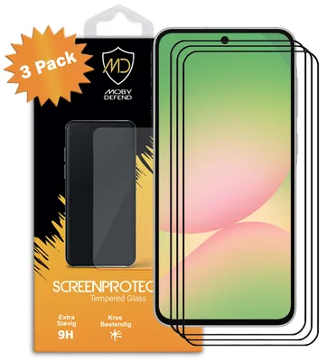 Productafbeelding van 3-Pack MobyDefend Screenprotectors - Geschikt voor  Samsung Galaxy A36 / Galaxy A56  -  Screensavers Met Zwarte Randen - Gehard Glas