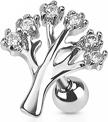 Produktbild von Autiga® Ohr Piercing Stecker Tragus Helix Cartilage Barbell Lebensbaum Tree klar