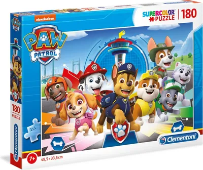 Produktbild von Clementoni 29105 Supercolor Paw Patrol – Puzzle 180 Teile ab 7 Jahren, buntes Kinderpuzzle mit besonderer Leuchtkraft & Farbintensität, Geschicklichkeitsspiel für Kinder