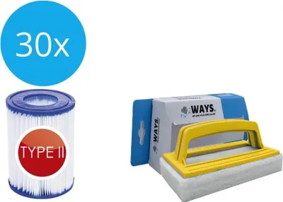 Image de Bestway - Filtre de type II adapté à la pompe de filtration 58383 - 30 pièces & brosse à récurer WAYS