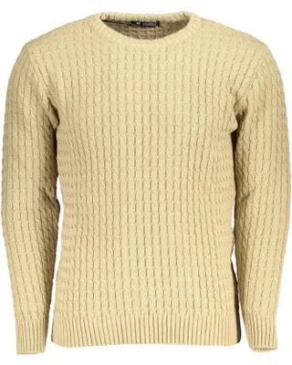 Produktbild von Herren-Pullover in Beige mit Zopfmuster und Rundhals-Ausschnitt