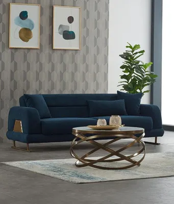Produktbild von Couch Dreisitzer Sofa Lounge Luxus 3-Sitzer Design Couchen Polster Sofas Blau