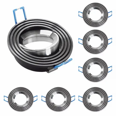 Produktbild von 6x Einbaurahmen Alu Silber + Schwarz 6342 Ø73 mm für Leuchtmittel GU10 | MR16 IP20