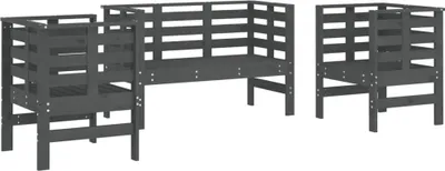 Produktbild von vidaXL 3-tlg. Garten-Lounge-Set Grau Massivholz Kiefer