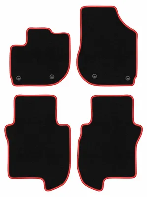 Image de Tapis de sol en moquette pour Honda Jazz V 2020- (hybride) – jeu 4 pièces, noir/rouge, sur mesure – Wielganizator CARLUX