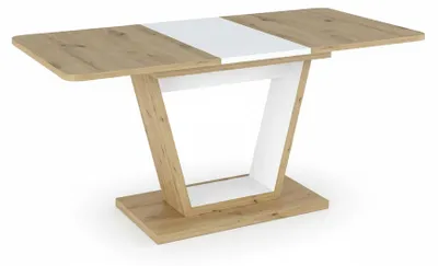 Produktbild von Esstisch Säulentisch Niegel 120-160x80x76cm Farbe wählbar ausziehbarEiche Artisan / weiß matt