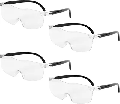 Produktbild von 4 Stück Lupenbrille,Vergrößerungsbrille,Brillenlupe,Lese Lupenbrille,300%, 500%, 800%, 1000%,Anti-Blaulicht,Geeignet für Fernarbeit,Lesen,Nähen,Basteln,Reparaturen und Ältere Menschen