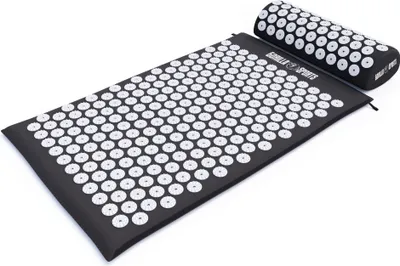 Produktbild von GORILLA SPORTS® Akupressurmatte - mit ergonomische Kissen und Tragetasche, 68 x 42 x 2.5 cm, Waschbar, aus Baumwolle, Schwarz - Massagematte, Nagelmatte, Akupunkturmatte, Shaktimat