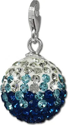 Produktbild von SilberDream blau weiß Kugel Zirkonia Silber Charms-Anhänger GSC219B
