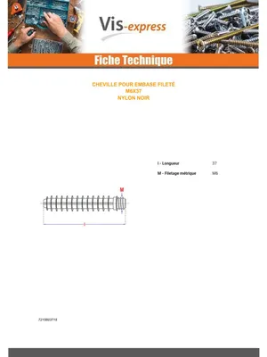 Produktbild von Dübel Mit Gewinde Für Kreuzschlitz mit Flansch M6X37 schwarzes Nylon