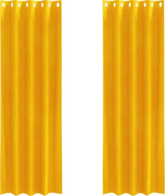 Produktbild von vidaXL Verdunkelungsvorhänge 2 pcs Senfgelb 140 x 245 cm Samt