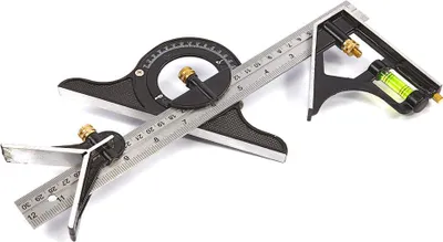 Immagine prodotto di Goniometro in acciaio inox, 300 mm, applicabile a tutti I tipi di misurazione dell'angolo, goniometro universale regolabile da 0 a 180 gradi con righello di misurazione