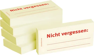 Produktbild von Haftnotizen 75 x 35 mm, gelb Nicht vergessen