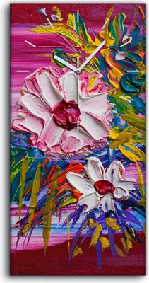 Produktbild von Wanduhr Uhr Wandbild Leinwand Geräuschlos 30x60 Malerei Blumen Zweig Kunst - weiße Hände