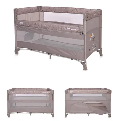 Produktbild von Lorelli Baby Reisebett Up´n Down, Öffnung, 2 Ebenen, Tragetasche, mit Rädern hellbraun