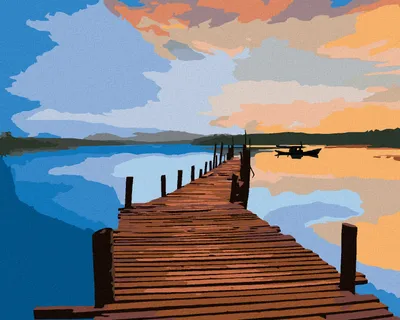 Produktbild von Zuty - Malen nach Zahlen - SONNENAUFGANG ÜBER EINER SEEBRÜCKE, 40x50 cm, ohne Keilrahmen