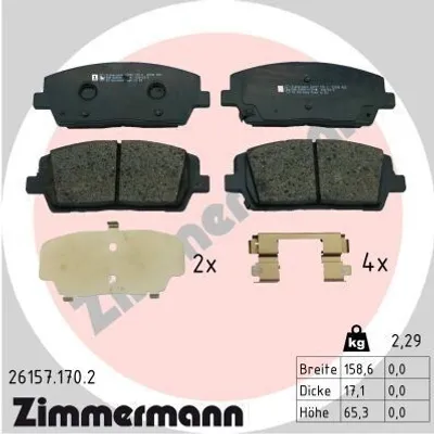 Produktbild von ZIMMERMANN Bremsbeläge Satz Vorne Bremsklötze für KIA SORENTO III 26157.170.2