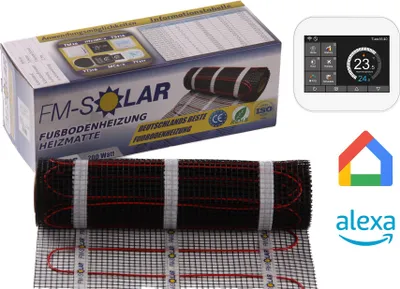 Produktbild von 8m² Elektrische Fußbodenheizung 200W/m² elektro Bodenheizung + Thermostat