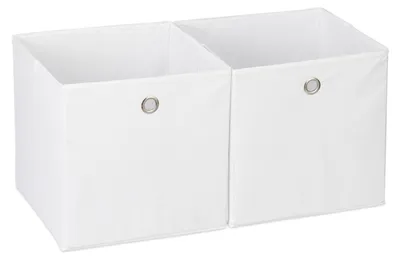 Productafbeelding van 6 opbergboxen van stof, vierkant, geschikt voor planken, stoffen box in kubusvorm, hoogte x breedte x diepte: 30 x 30 x 30 cm, wit