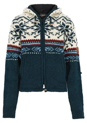 Produktbild von Lizzard Sports Kinder Wolljacke gemustert mit Kapuze - Handgefertigte Kapuzenjacke aus Wolle Größe 128-134