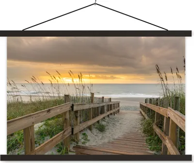 Produktbild von MuchoWow® Textilposter Strand - Meer - Düne - Weg 120x80 cm mit schwarzem Rahmen - Wanddeko