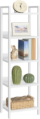 Zdjęcie produktu dla Półka na książki z 6 otwartymi półkami, wymiary 24 x 33 x 131 cm, kolor biały, metalowa konstrukcja, idealna do salonu