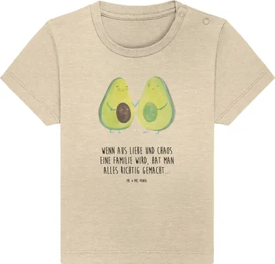 Produktbild von Mr. & Mrs. Panda  T-Shirt Avocado Pärchen 6. - 12. Monat - Natural Raw - Geschenk, Liebe, Kinder Shirt, Hochzeit, Babyshirt, Geburt, Schwangerschaft, Öko Baby