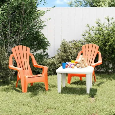 Produktbild von "im Angebot" Kinder-Gartenstühle 2 Stk. - bis 150 kg - Orange 37x34x44 cm PP Holzoptik - Stapelsessel CC16795