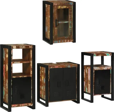 Image de Ensemble de meubles de salle de bain vidaXL, 4 pièces, multicolore, 55 x 35 x 60 cm
