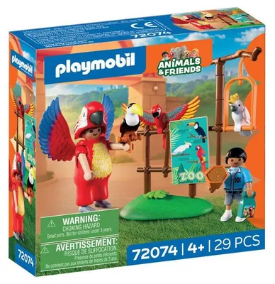 Produktbild von PLAYMOBIL Zoo Papagei Maskottchen mit Kind, Buntes Zoo Spielset, Kreatives Spielzeug