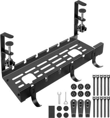 Produktbild von Unter Schreibtisch Kabelmanagement, Kabel Ablagerregal, Kabel Organizer, Kabelmanagement-Ablage, Metal Kabelhalter - 40cm