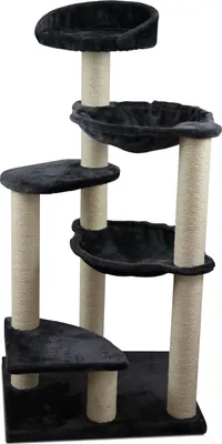 Produktbild von Dehner Katzen-Kratzbaum Simba, ca. 120 x 48 x 60 cm, Sisal/Plüsch, Grau