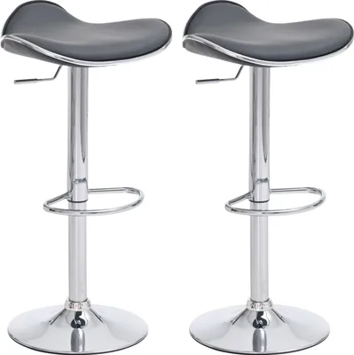 Produktbild von TPFLiving 2er Set Barhocker Shangrila Gestell Metall in Chromoptik Kunstleder Grau