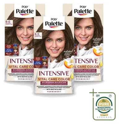 Image de 3 x Coloration pour cheveux Poly Palette Vital Care - 6-0 Blond clair - 115 ml - Pack économique - 3 pièces