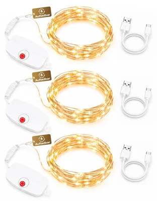 Mini-LED-Lichterkette, 2 m, 20 warmweiße LEDs, 3er-Set