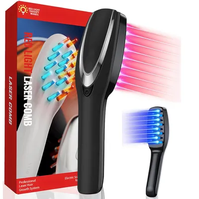 Produktbild von Laser-Haarwuchskamm, Laser-Haarwuchsgerät, elektrisches Kopfhautmassagegerät für Haarwuchs, stimuliert Haarwuchskamm