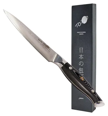 Japanisches Damast-Steakmesser, 12,5 cm Klinge, G-10-Griff