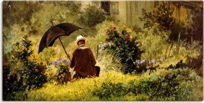 Produktbild von ARTland Leinwandbild Der Maler im Garten Größe: 40x20 cm