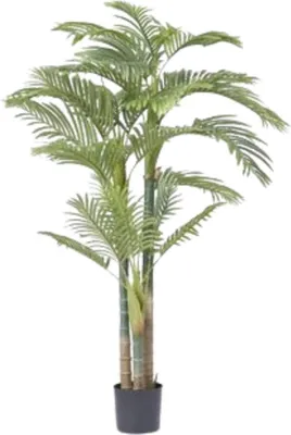 Productafbeelding van Kunstpalm met vruchten in pot – Kunstplant voor binnen en buiten – Palmboomstijl – Met mosaccenten – Geurloos