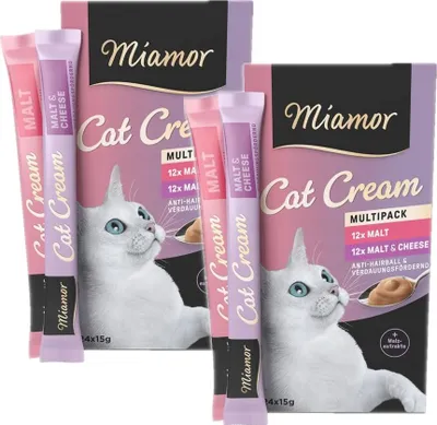 Produktbild von Przysmak dla kota Pasta odkłaczająca Słodowa MIAMOR Cream Malt 48x15g MIX