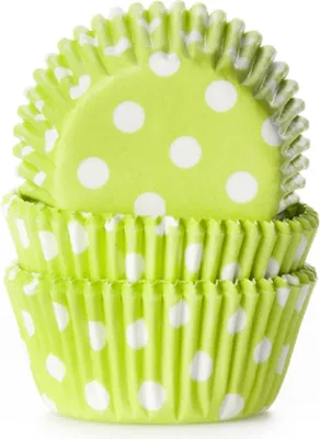 Produktbild von 60 Mini Muffinförmchen grün, weiß gepunktet