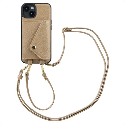 Produktbild von Selencia Sera HandyHülle mit Kordel und Umschlag-Kartenhalter iPhone 14 - Taupe