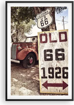 Produktbild von Gerahmtes Poster - Schwarzer Rahmen - Straße alt 66 USA - 61x91,5 cm - Wand Bild - Wanddeko - Wandbilder - Kunstposter - Wandposter - Bilderrahmen - Bilder - Kunstdruck - Wandbild - P2BPA61x91-3562