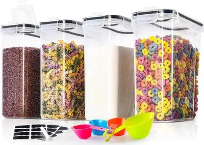 Image de Lot de 4 boîtes de conservation en plastique hermétiques pour la cuisine