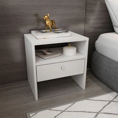 Produktbild von Skye Decor, Nova - White, Nachttisch, Weiß, Spanplatte, 45 x 46,8 x 35 cm