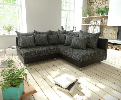 Produktbild von DELIFE Ecksofa Clovis Schwarz Ottomane Rechts Modulsofa erweiterbar