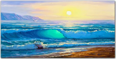 Produktbild von Coloray - Bild aus Glas - 120x60 cm - gehärtetes Glas glasblock mit bild Küche wohnzimmer wanddekoration Dekoration - Meereswellen Landschaft